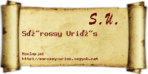 Sárossy Uriás névjegykártya